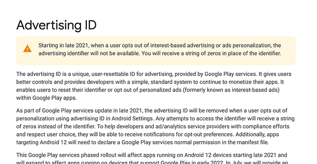 Android ID deprecated